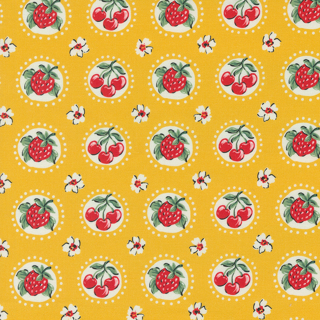 Julia - Strawberry in Lemon Zest | Quilting Cotton