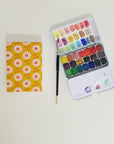 Handmade Mini Watercolor Sketchbook | 100% Cotton Paper | Golden Daisy