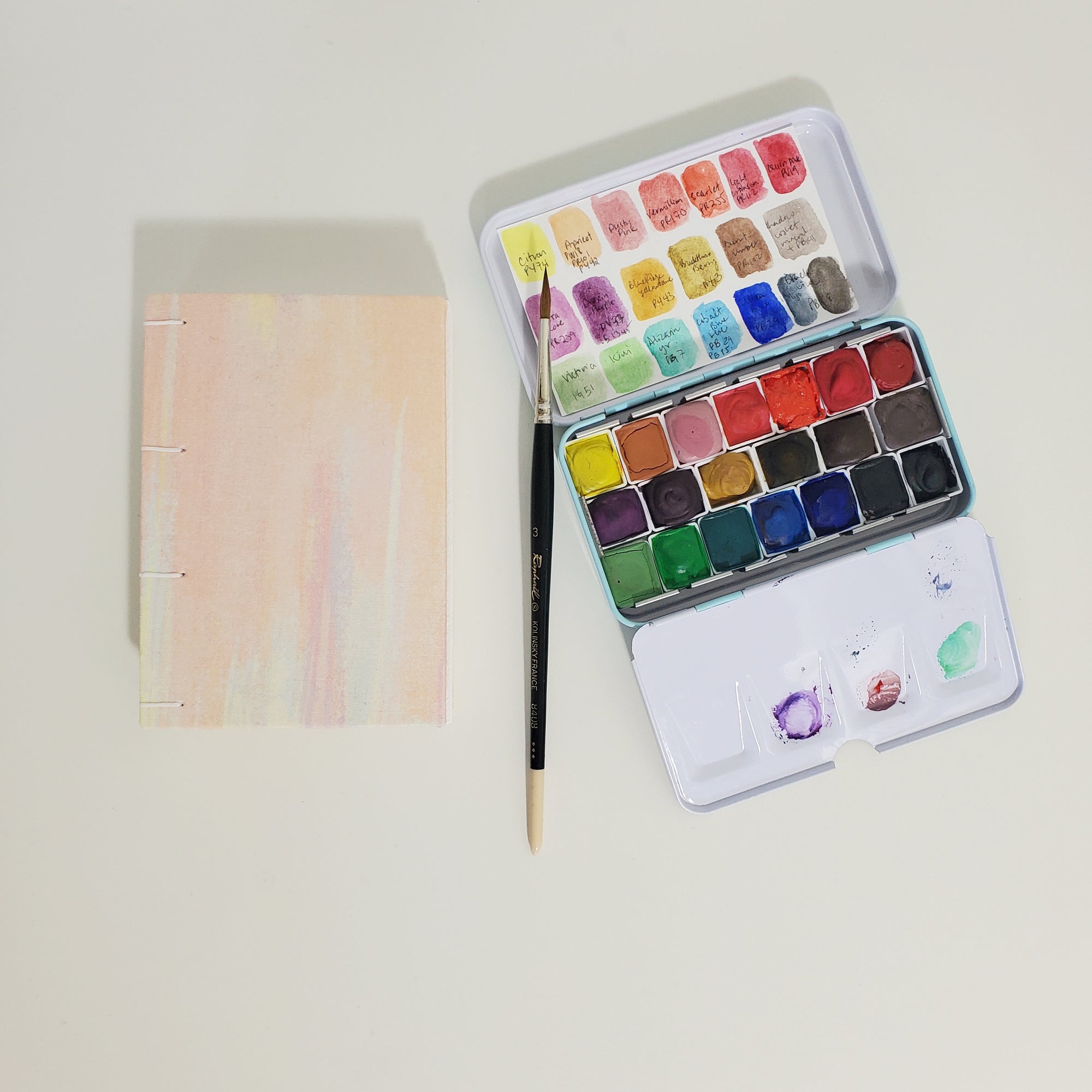 Handmade Mini Watercolor Sketchbook | 100% Cotton Paper | Pastel Painting