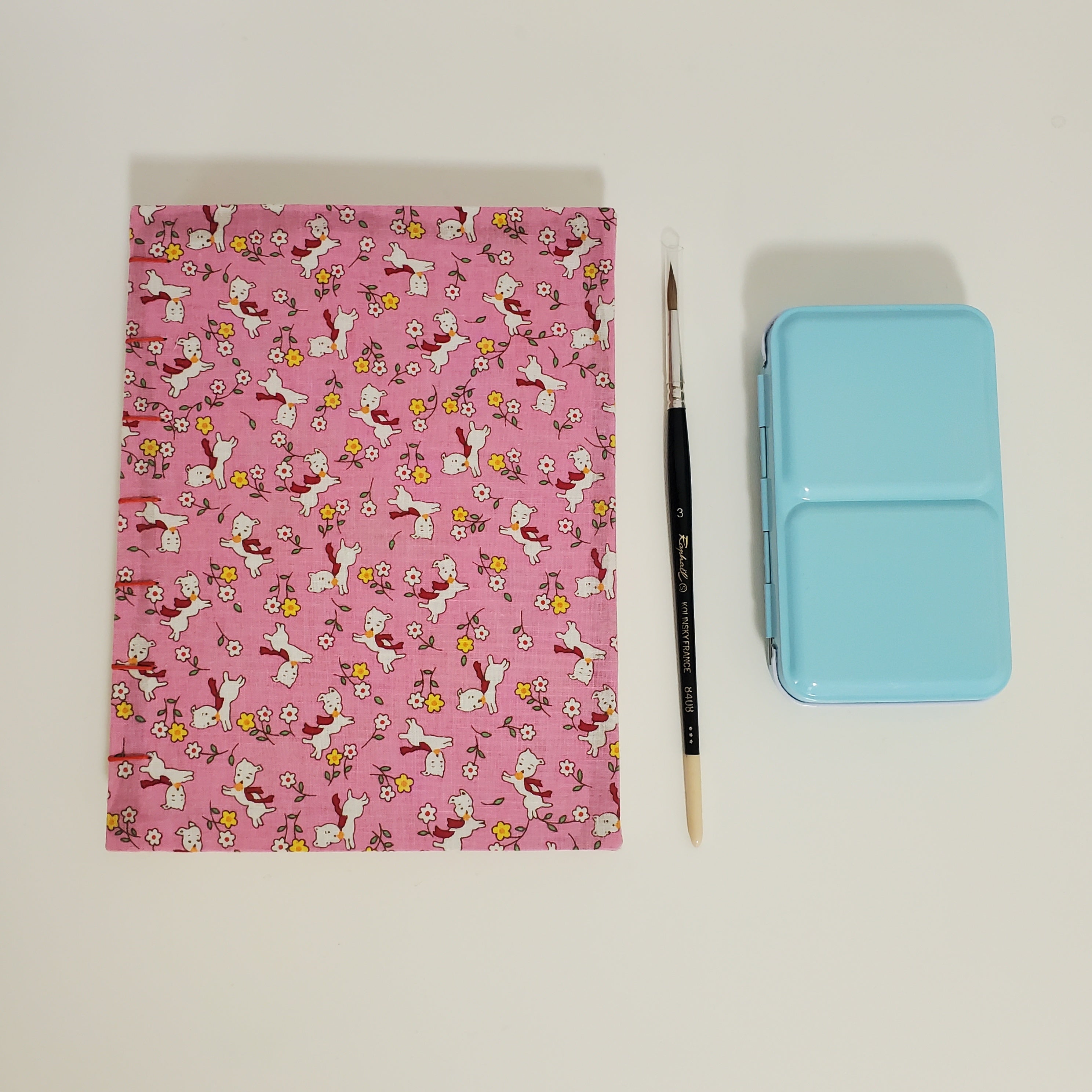 Handmade Standard Watercolor Sketchbook | 100% Cotton Paper | Milou (Snowy)  in Pink
