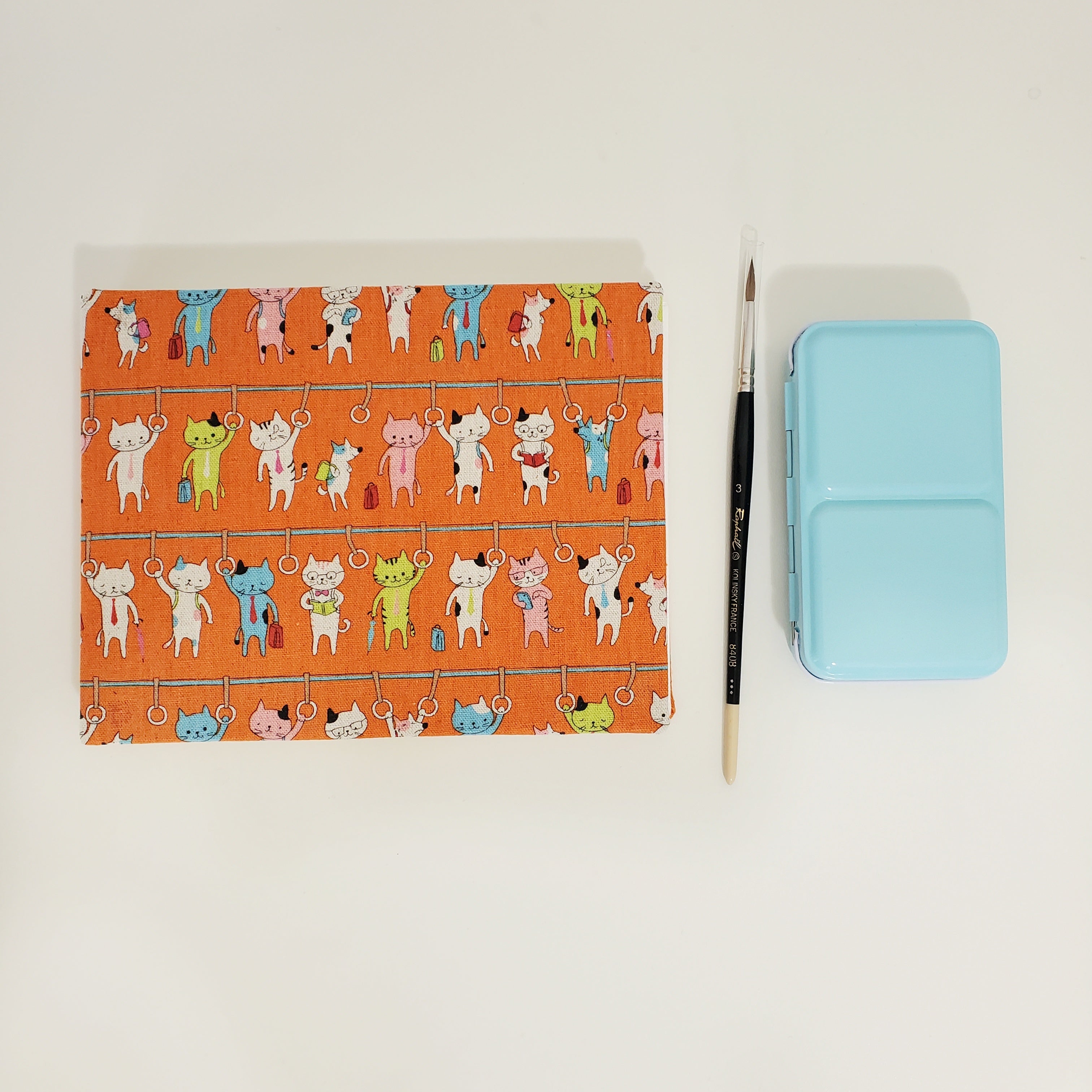 Casebound Standard Watercolor Sketchbook | 100% Cotton Paper | Subway Cat in Orange - LIMITED EDITION