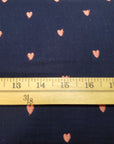 Tiny Heart Embroidery in Navy | Double Gauze