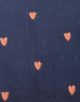 Tiny Heart Embroidery in Navy | Double Gauze