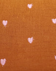 Tiny Heart Embroidery in Rust | Double Gauze