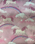 Unicorns and Rainbows in Pink | Cotton Poplin Digital Print