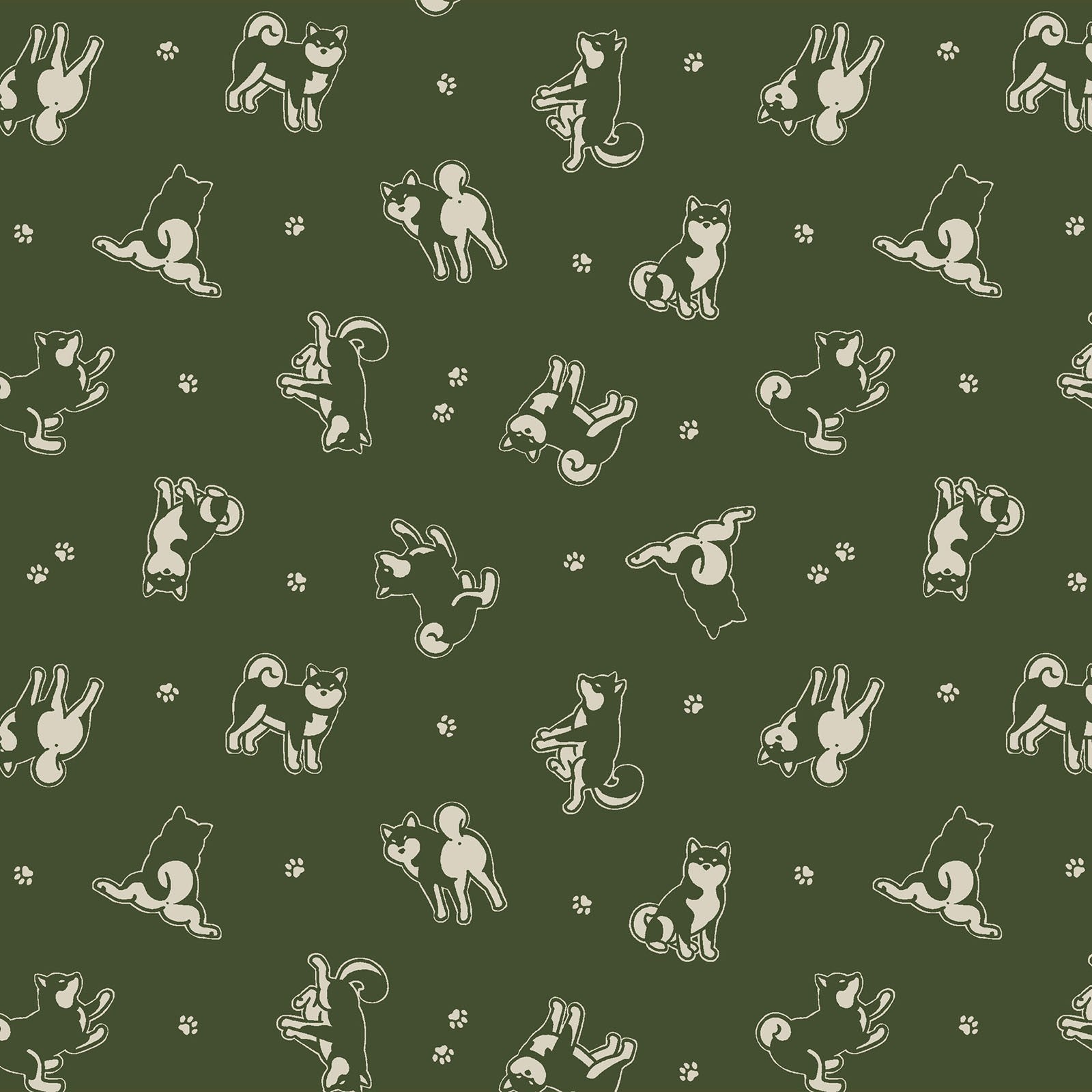 Shiba in Green | Dobby Cotton