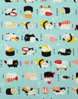 Wa Monogatari - Sushi Cat in Teal | Dobby Cotton