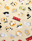 Wa Monogatari - Sushi Cats in Beige | Dobby Cotton