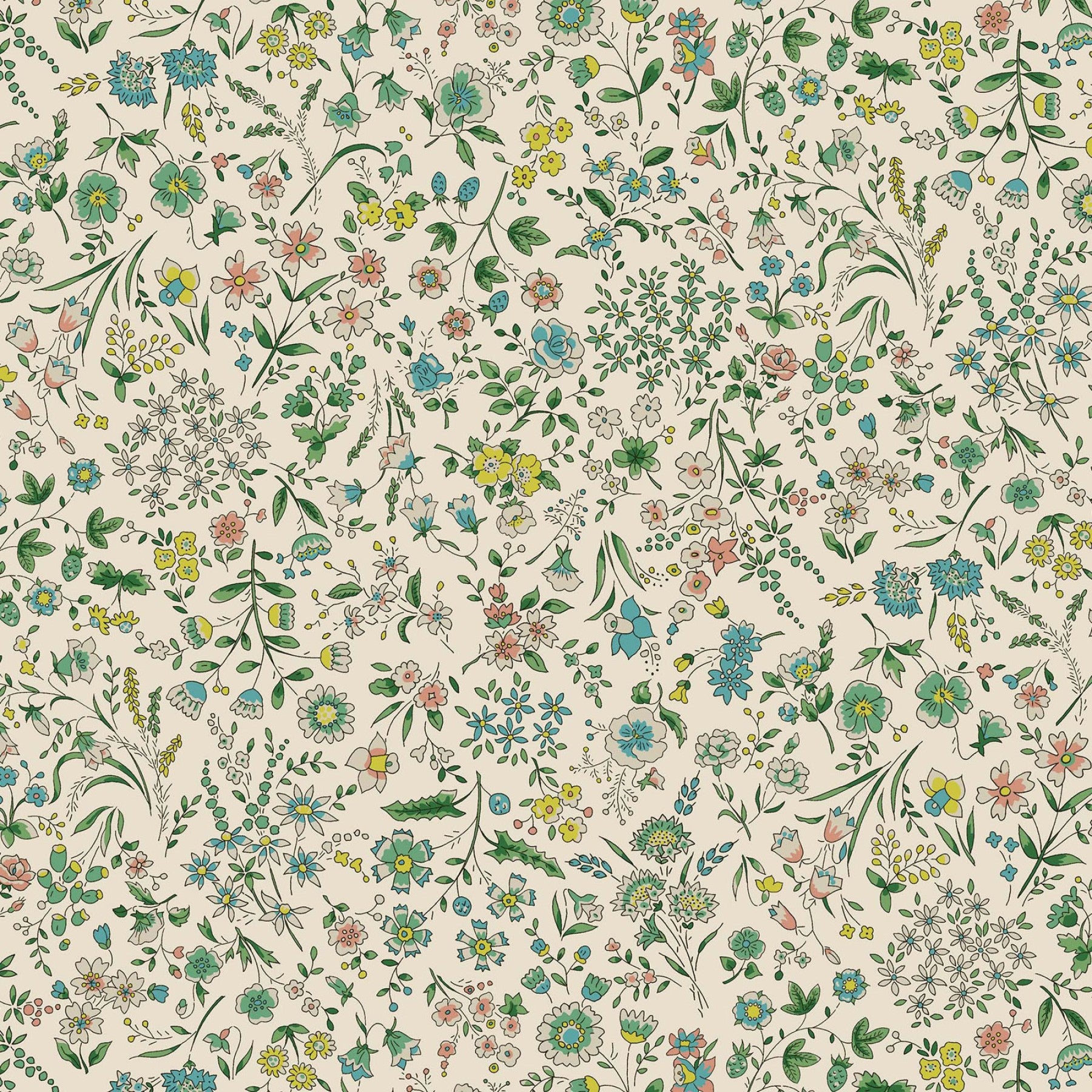 Botanist Florals in Green | Sheeting Cotton Linen