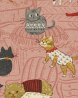 Powerful Animal - Country Cats in Pink (Large Print) | Cotton Oxford