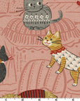 Powerful Animal - Country Cats in Pink (Large Print) | Cotton Oxford