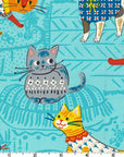 Powerful Animal - Country Cats in Blue (Large Print) | Cotton Oxford