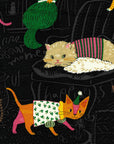 Powerful Animal - Country Cats in Black (Large Print) | Cotton Oxford