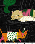 Powerful Animal - Country Cats in Black (Large Print) | Cotton Oxford