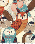 Powerful Animal - Owls in Blue | Cotton Oxford