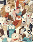 Powerful Animal - Owls in Blue | Cotton Oxford