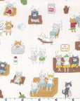 Funny Cats - Sauna in White | Sheeting Cotton