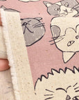 Doodle Animal - Cats in Pink | Cotton Linen Canvas