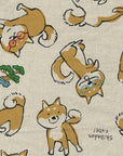 Doodle Animal - Shiba Inu in Natural | Cotton Linen Canvas