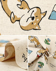 Doodle Animal - Shiba Inu in Natural | Cotton Linen Canvas