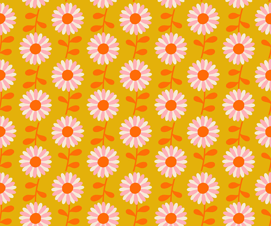 Flowerland - Field of Flowers in Goldenrod | Quilting Cotton