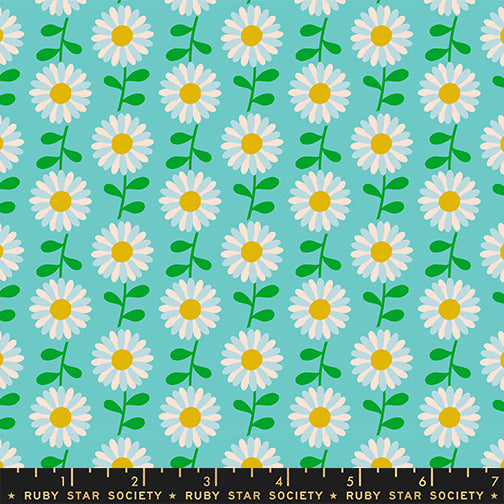 Flowerland - Field of Flowers in Turquoise | Quilting Cotton