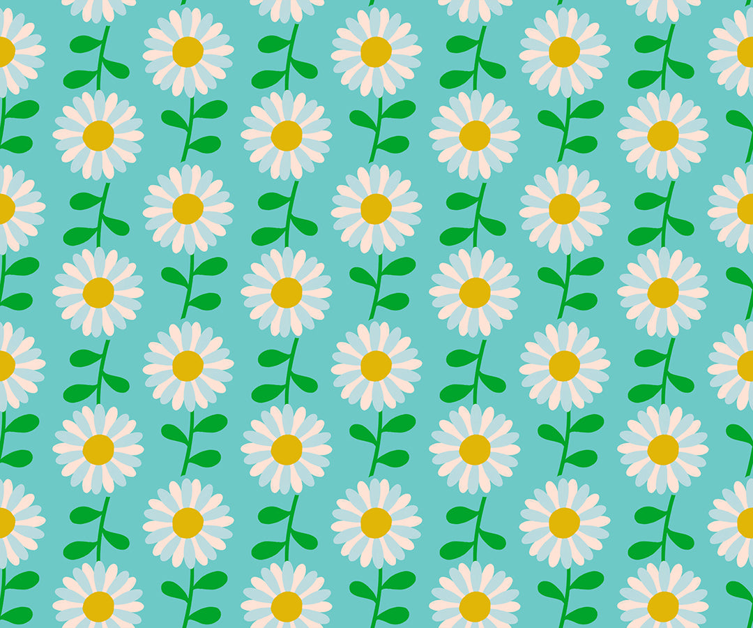Flowerland - Field of Flowers in Turquoise | Quilting Cotton