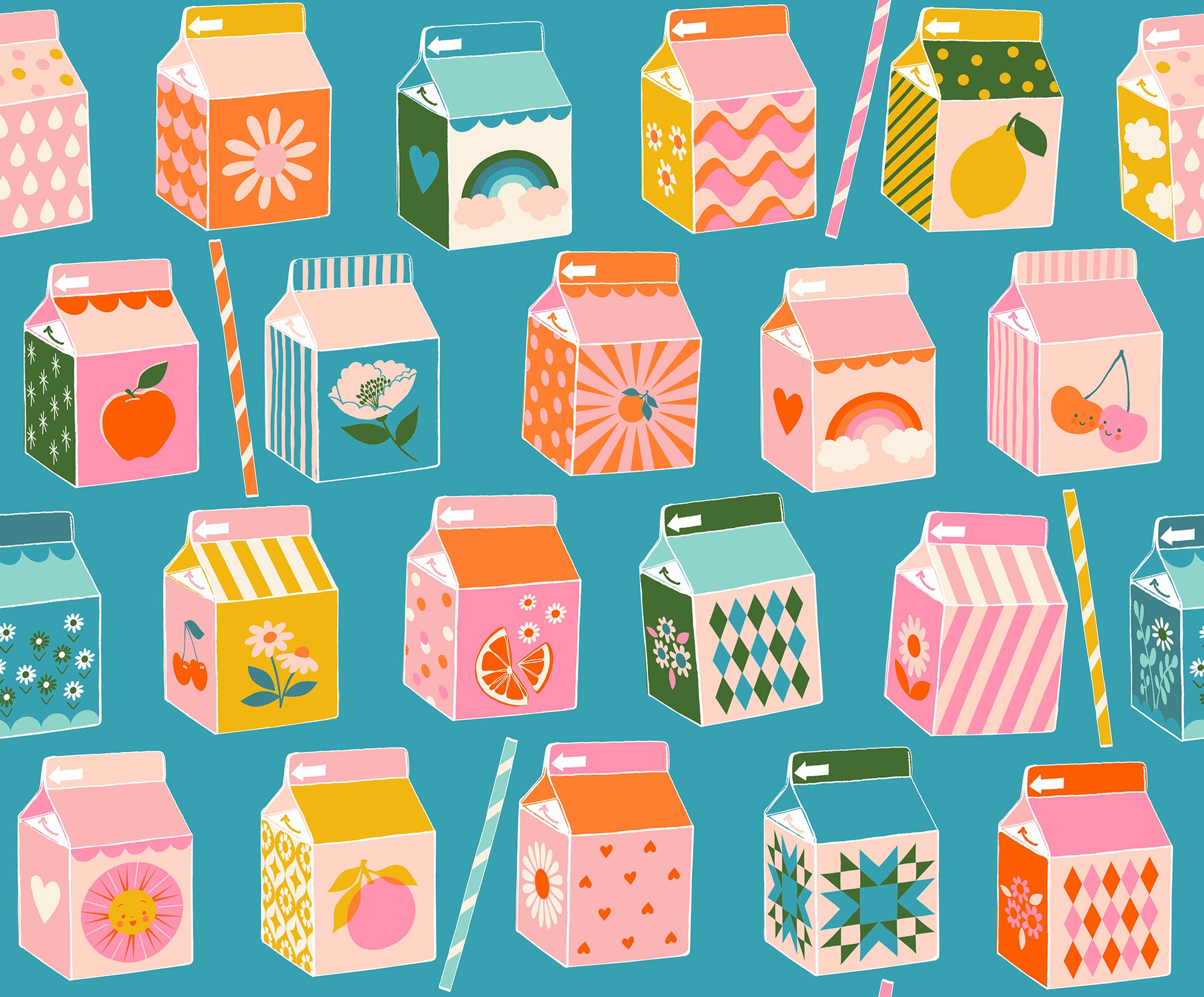 Juicy - Juice Box in Dark Turquoise | Quilting Cotton