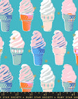 Best Day Ever - Ice Cream in Turquoise with Metallic | Quilting Cotton