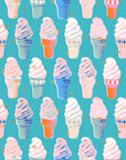 Best Day Ever - Ice Cream in Turquoise with Metallic | Quilting Cotton