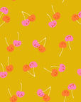 Trinketry - Cherry Friends in Goldenrod | Quilting Cotton