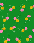 Trinketry - Cherry Friends in Deep Verdant| Quilting Cotton