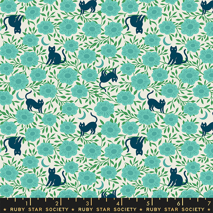 succulent cotton fabric Backyard Hiding Cat in Succulent