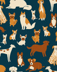 Dog Park - Dog Medley in Teal Navy | Quilting Cotton