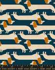 Dog Park - Long Dog in Teal Navy | Quilting Cotton