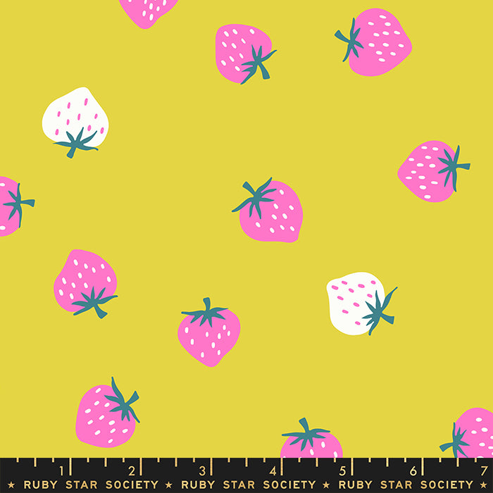 Picture Book - Strawberry Toss in Citron | Quilting Cotton