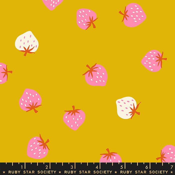Picture Book - Strawberry Toss in Goldenrod | Quilting Cotton