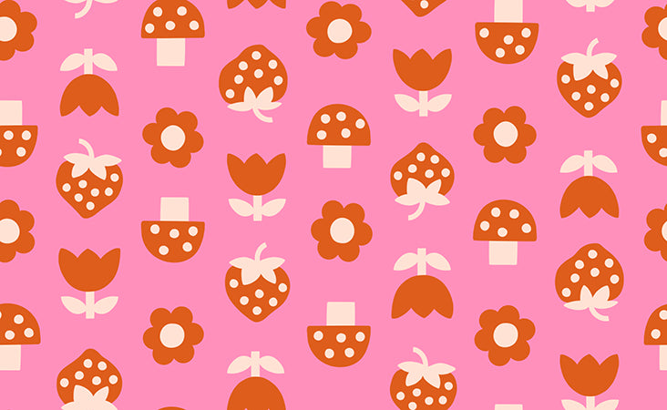Picture Book - Strawbitties in Flamingo | Quilting Cotton