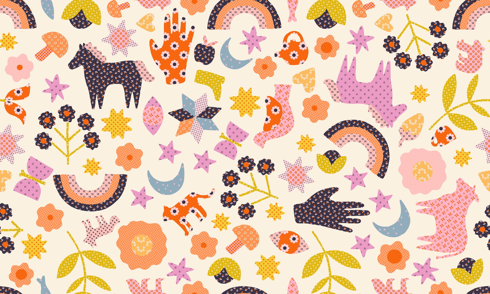 Meadow Star - Applique Menagerie in Daisy | Quilting Cotton