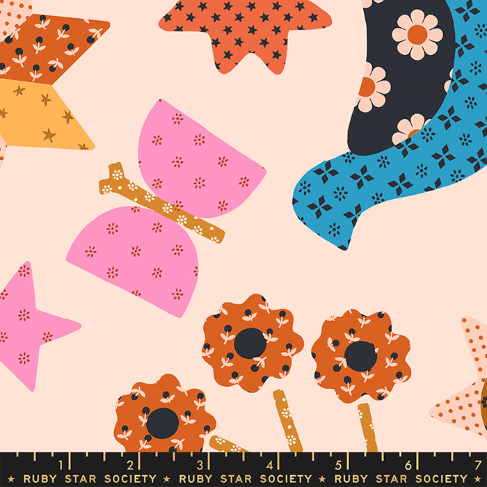 Meadow Star - Applique Menagerie in Peach | Quilting Cotton