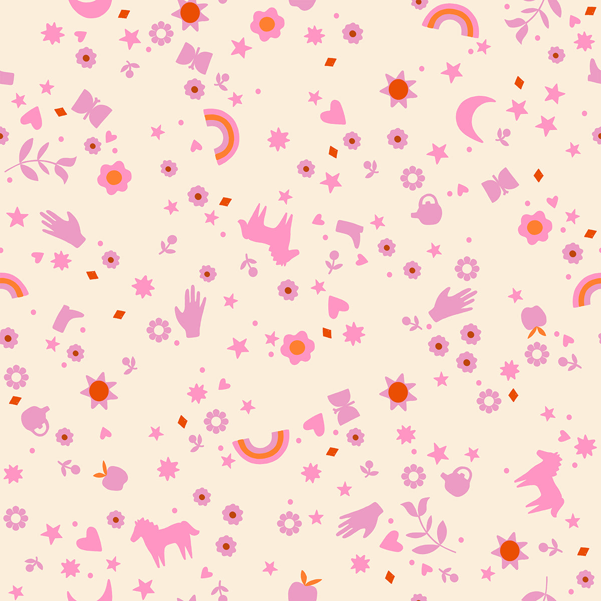 Meadow Star - Dreamland in Flamingo | Quilting Cotton