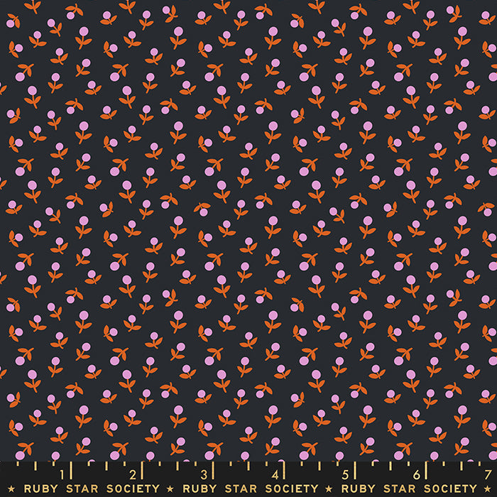 Meadow Star - Sprout in Soft Black | Quilting Cotton