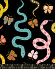 Ooh Lucky Lucky - Garden Snake in Black | Quilting Cotton