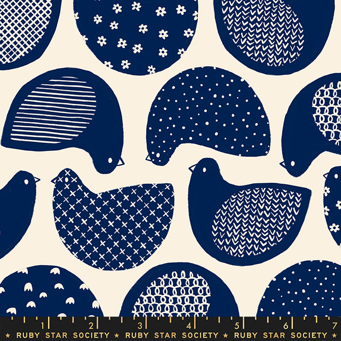Winterglow - Snow Birds in Navy | Quilting Cotton