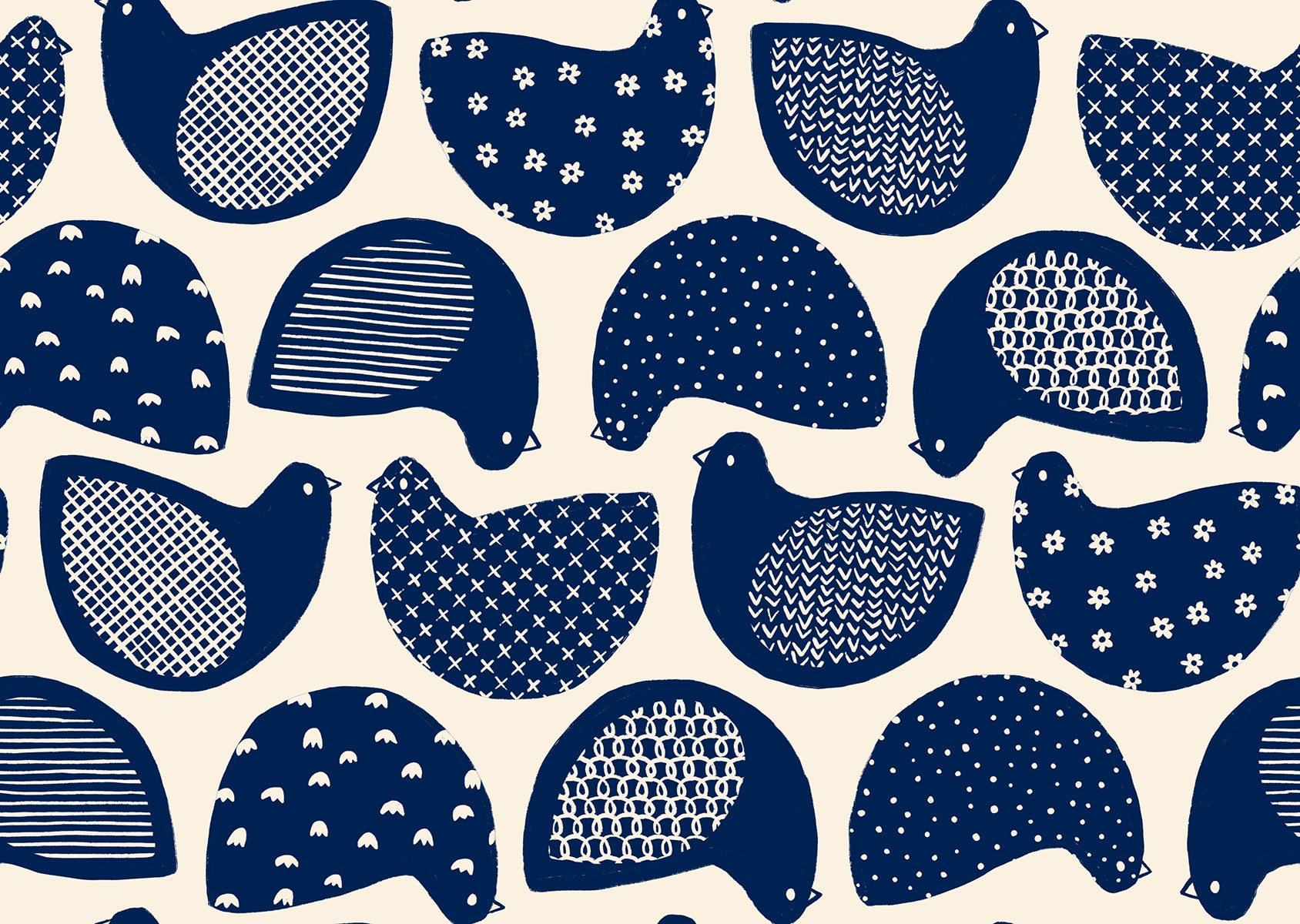 Winterglow - Snow Birds in Navy | Quilting Cotton