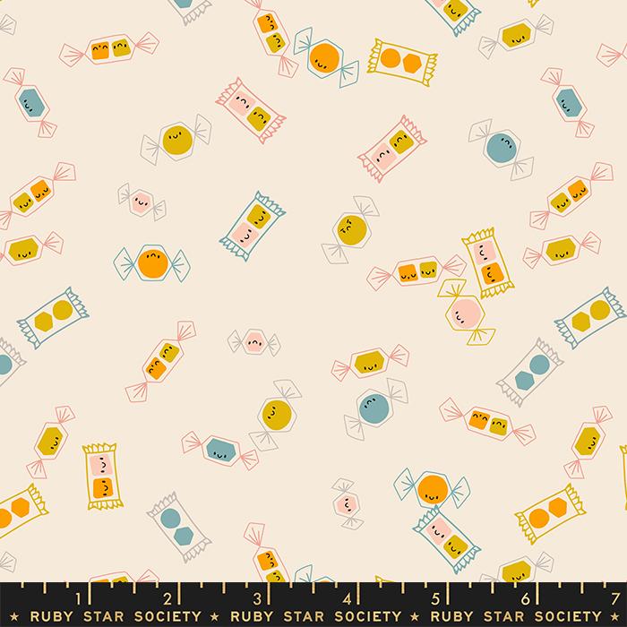 Tiny Frights - Tossed Candy in Natural | Quilting Cotton
