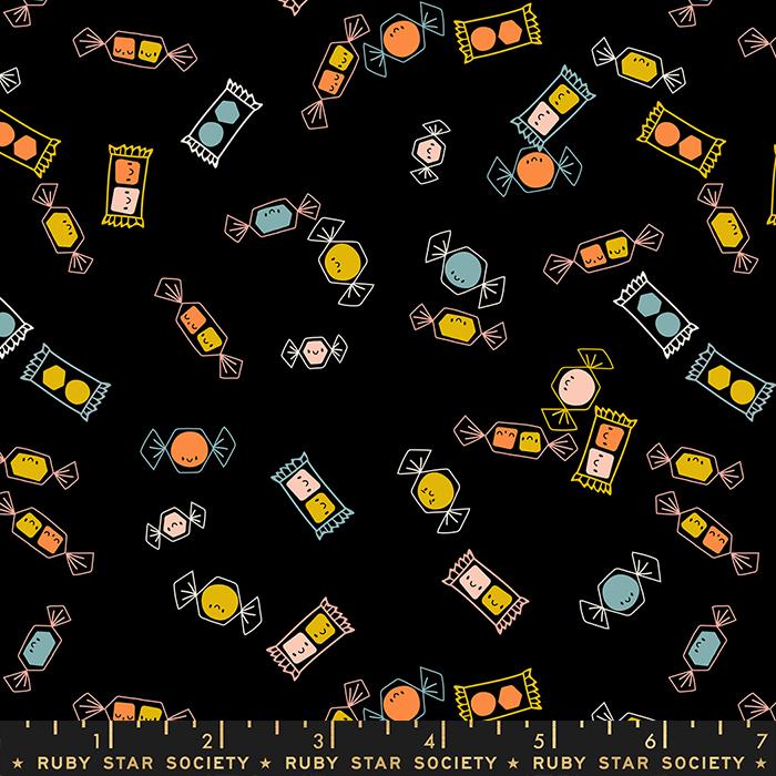 Tiny Frights - Tossed Candy in Black | Quilting Cotton
