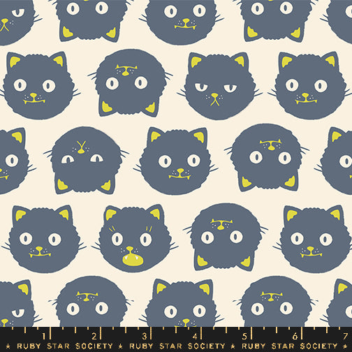 Good Spirits - Scaredy Cats in  Natural | Quilting Cotton | Glow in the Dark