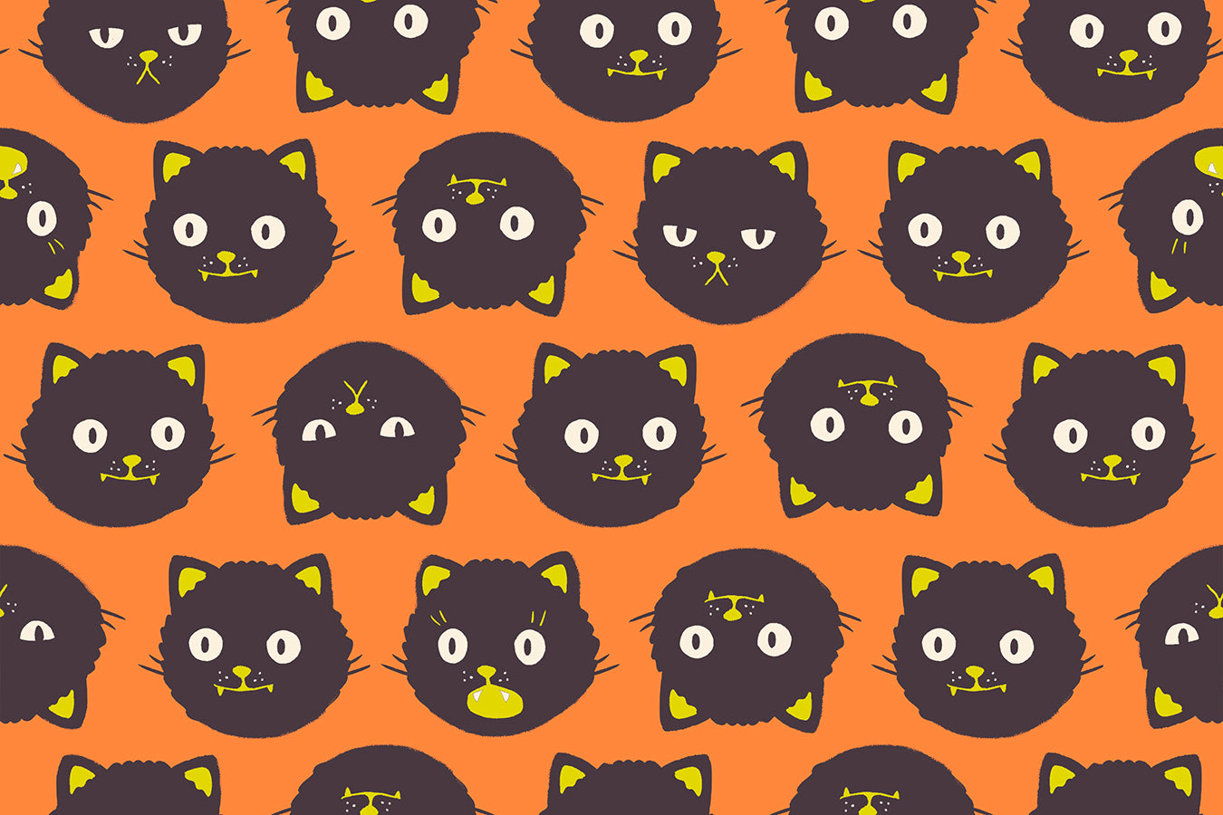 Good Spirits - Scaredy Cats in Pumpkin| Quilting Cotton | Glow in the Dark