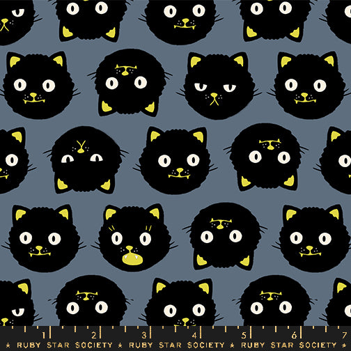 Good Spirits - Scaredy Cats in Ghostly | Quilting Cotton | Glow in the Dark